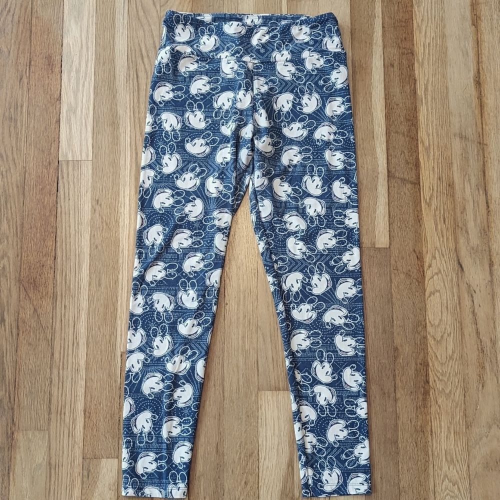 Lularoe Blue and White Disney Mickey Leggings - Picture 1 of 5